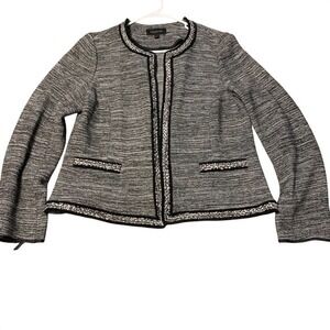 Talbots‎ Black White Blazer Chenille Tweed Large Old Money Classic Preppy